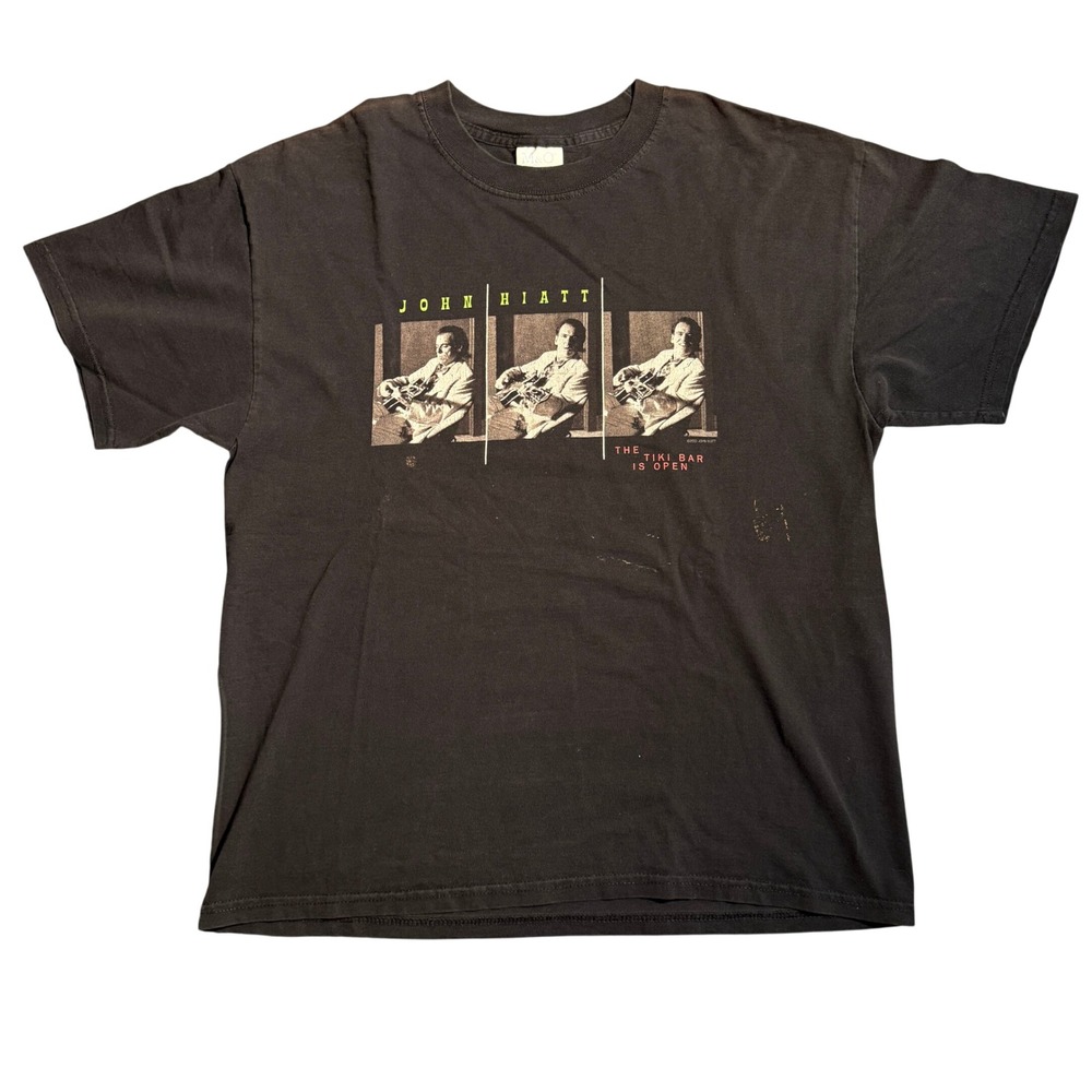 Vintage John Hiatt The Tiki Bar Is Open 2002 World Tour T-Shirt Black Large